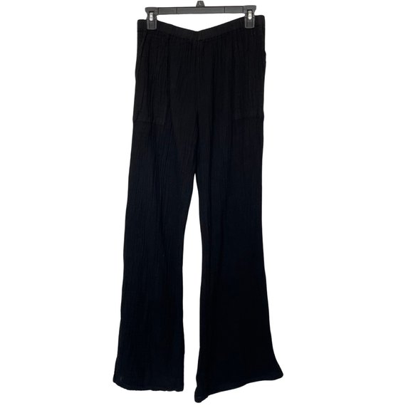 None Pants - Women's Gauze Boho Wide leg flare Black Pants Sz XS